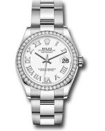 *Pre-Owned* Rolex Steel and White Gold Datejust 31 Watch - Diamond Bezel - White Roman Dial - Oyster Bracelet