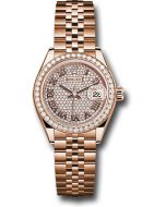  *Pre-Owned* Rolex Everose Gold Lady-Datejust 28 Watch - 44 Diamond Bezel - Sundust Roman Dial - Jubilee Bracelet