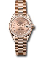  *Pre-Owned* Rolex Everose Gold Lady-Datejust Watch - Diamond Bezel - RosÃ© Star Diamond Roman 9 Dial - President Bracelet