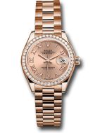  *Pre-Owned* Rolex Everose Gold Lady-Datejust Watch - Diamond Bezel - RosÃ© Roman Dial - President Bracelet