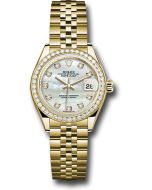  *Pre-Owned* Rolex Yellow Gold Lady-Datejust 28 Watch - 44 Diamond Bezel - Mother-of-Pearl Diamond Dial - Jubilee Bracelet
