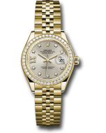  *Pre-Owned* Rolex Yellow Gold Lady-Datejust 28 Watch - 44 Diamond Bezel - Silver Diamond Star Dial - Jubilee Bracelet