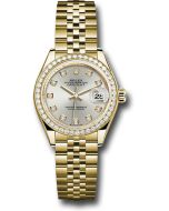 *Pre-Owned* Rolex Yellow Gold Lady-Datejust Watch - 44 Diamond Bezel - Silver Diamond Dial - Jubilee Bracelet