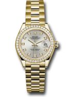  *Pre-Owned* Rolex Yellow Gold Lady-Datejust Watch - 44 Diamond Bezel - Silver Diamond Dial - President Bracelet