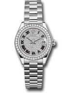 *Pre-Owned* Rolex White Gold Lady-Datejust Watch - 44 Diamond Bezel - Diamond-Paved Diamond Dial - President Bracelet