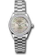  *Pre-Owned* Rolex White Gold Lady-Datejust Watch - 44 Diamond Bezel - Silver Diamond Dial - President Bracelet