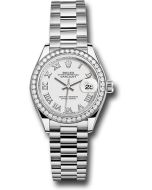 *Pre-Owned* Rolex White Gold Lady-Datejust Watch - 44 Diamond Bezel - White Roman Dial - President Bracelet