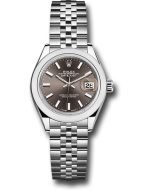 *Pre-Owned* Rolex Steel Lady-Datejust 28 Watch - Domed Bezel - Dark Grey Index Dial - Jubilee Bracelet