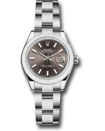  *Pre-Owned* Rolex Steel Lady-Datejust 28 Watch - Domed Bezel - Dark Grey Index Dial - Oyster Bracelet