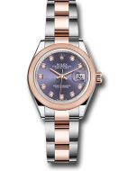  *Pre-Owned* Rolex Steel and Everose Gold Rolesor Lady-Datejust 28 Watch - Domed Bezel - Aubergine Diamond Dial - Oyster Bracelet