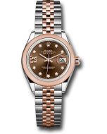  *Pre-Owned* Rolex Steel and Everose Gold Rolesor Lady-Datejust 28 Watch - Domed Bezel - Chocolate Diamond Star Dial - Jubilee Bracelet