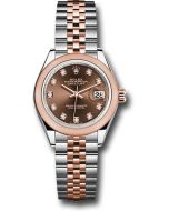  *Pre-Owned* Rolex Steel and Everose Gold Rolesor Lady-Datejust 28 Watch - Domed Bezel - Chocolate Diamond Dial - Jubilee Bracelet