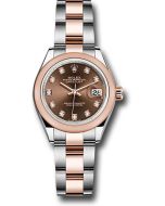 *Pre-Owned* Rolex Steel and Everose Gold Rolesor Lady-Datejust 28 Watch - Domed Bezel - Chocolate Diamond Dial - Oyster Bracelet