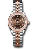  *Pre-Owned* Rolex Steel and Everose Gold Rolesor Lady-Datejust 28 Watch - Domed Bezel - Chocolate Roman Dial - Jubilee Bracelet