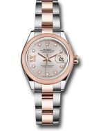  *Pre-Owned* Rolex Steel and Everose Gold Rolesor Lady-Datejust 28 Watch - Domed Bezel - Sundust Diamond Star Dial - Oyster Bracelet