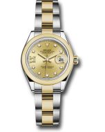 *Pre-Owned* Rolex Steel and Yellow Gold Rolesor Lady-Datejust 28 Watch - Domed Bezel - Champagne Diamond Star Dial - Oyster Bracelet
