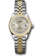  *Pre-Owned* Rolex Steel and Yellow Gold Rolesor Lady-Datejust 28 Watch - Domed Bezel - Silver Diamond Star Dial - Jubilee Bracelet