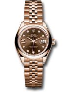 *Pre-Owned* Rolex Everose Gold Lady-Datejust 28 Watch - Domed Bezel - Chocolate Diamond Star Dial - Jubilee Bracelet