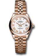  *Pre-Owned* Rolex Everose Gold Lady-Datejust 28 Watch - Domed Bezel - White Roman Dial - Jubilee Bracelet