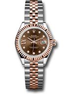  *Pre-Owned* Rolex Steel and Everose Gold Rolesor Lady-Datejust 28 Watch - Fluted Bezel - Chocolate Diamond Star Dial - Jubilee Bracelet