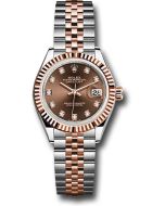 *Pre-Owned* Rolex Steel and Everose Gold Rolesor Lady-Datejust 28 Watch - Fluted Bezel - Chocolate Diamond Dial - Jubilee Bracelet