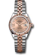  *Pre-Owned* Rolex Everose Rolesor Lady-Datejust Watch - Fluted Bezel - RosÃ© Star Diamond Roman 9 Dial - Jubilee Bracelet