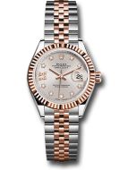  *Pre-Owned* Rolex Steel and Everose Gold Rolesor Lady-Datejust 28 Watch - Fluted Bezel - Sundust Diamond Star Dial - Jubilee Bracelet