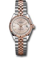 *Pre-Owned* Rolex Steel and Everose Gold Rolesor Lady-Datejust 28 Watch - Fluted Bezel - Sundust Index Dial - Jubilee Bracelet