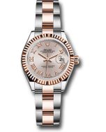  *Pre-Owned* Rolex Steel and Everose Gold Rolesor Lady-Datejust 28 Watch - Fluted Bezel - Sundust Roman Dial - Oyster Bracelet