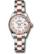  *Pre-Owned* Rolex Steel and Everose Gold Rolesor Lady-Datejust 28 Watch - Fluted Bezel - White Roman Dial - Oyster Bracelet