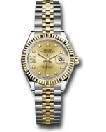 *Pre-Owned* Rolex Steel and Yellow Gold Rolesor Lady-Datejust 28 Watch - Fluted Bezel - Champagne Diamond Star Dial - Jubilee Bracelet