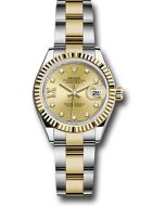   *Pre-Owned* Rolex Steel and Yellow Gold Rolesor Lady-Datejust 28 Watch - Fluted Bezel - Champagne Diamond Star Dial - Oyster Bracelet