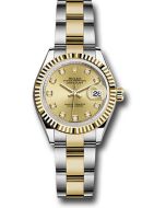 *Pre-Owned* Rolex Steel and Yellow Gold Rolesor Lady-Datejust 28 Watch - Fluted Bezel - Champagne Diamond Dial - Oyster Bracelet