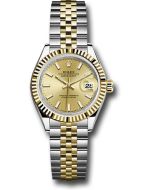 *Pre-Owned* Rolex Steel and Yellow Gold Rolesor Lady-Datejust 28 Watch - Fluted Bezel - Champagne Index Dial - Jubilee Bracelet