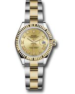  *Pre-Owned* Rolex Steel and Yellow Gold Rolesor Lady-Datejust 28 Watch - Fluted Bezel - Champagne Roman Dial - Oyster Bracelet