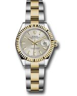  *Pre-Owned* Rolex Steel and Yellow Gold Rolesor Lady-Datejust 28 Watch - Fluted Bezel - Silver Index Dial - Oyster Bracelet