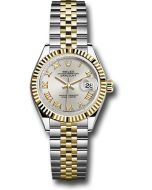  *Pre-Owned* Rolex Steel and Yellow Gold Rolesor Lady-Datejust 28 Watch - Fluted Bezel - Silver Roman Dial - Jubilee Bracelet