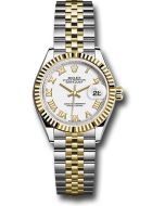  *Pre-Owned* Rolex Steel and Yellow Gold Rolesor Lady-Datejust 28 Watch - Fluted Bezel - White Roman Dial - Jubilee Bracelet