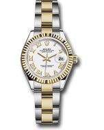 *Pre-Owned* Rolex Steel and Yellow Gold Rolesor Lady-Datejust 28 Watch - Fluted Bezel - White Roman Dial - Oyster Bracelet
