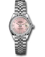  *Pre-Owned* Rolex Steel and White Gold Rolesor Lady-Datejust 28 Watch - Fluted Bezel - Pink Roman Dial - Jubilee Bracelet