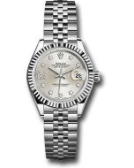  *Pre-Owned* Rolex Steel and White Gold Rolesor Lady-Datejust 28 Watch - Fluted Bezel - Silver Diamond Star Dial - Jubilee Bracelet