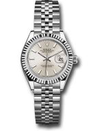  *Pre-Owned* Rolex Steel and White Gold Rolesor Lady-Datejust 28 Watch - Fluted Bezel - Silver Index Dial - Jubilee Bracelet