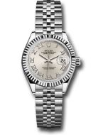 *Pre-Owned* Rolex Steel and White Gold Rolesor Lady-Datejust 28 Watch - Fluted Bezel - Silver Roman Dial - Jubilee Bracelet