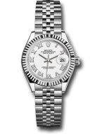  *Pre-Owned* Rolex Steel and White Gold Rolesor Lady-Datejust 28 Watch - Fluted Bezel - White Roman Dial - Jubilee Bracelet