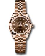 *Pre-Owned* Rolex Everose Gold Lady-Datejust 28 Watch - Fluted Bezel - Chocolate Diamond Star Dial - Jubilee Bracelet