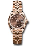 *Pre-Owned* Rolex Everose Gold Lady-Datejust Watch - Fluted Bezel - Chocolate Roman Dial - Jubilee Bracelet