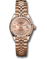  *Pre-Owned* Rolex Everose Gold Lady-Datejust Watch - Fluted Bezel - RosÃ© Star Diamond Roman 9 Dial - Jubilee Bracelet