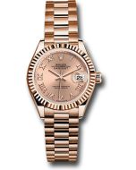  *Pre-Owned* Rolex Everose Gold Lady-Datejust Watch - Fluted Bezel - RosÃ© Roman Dial - President Bracelet