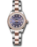  *Pre-Owned* Rolex Steel and Everose Gold Rolesor Lady-Datejust 28 Watch - Diamond Bezel - Aubergine Diamond Dial - Oyster Bracelet