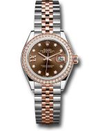  *Pre-Owned* Rolex Steel and Everose Gold Rolesor Lady-Datejust 28 Watch - Diamond Bezel - Chocolate Diamond Star Dial - Jubilee Bracelet
